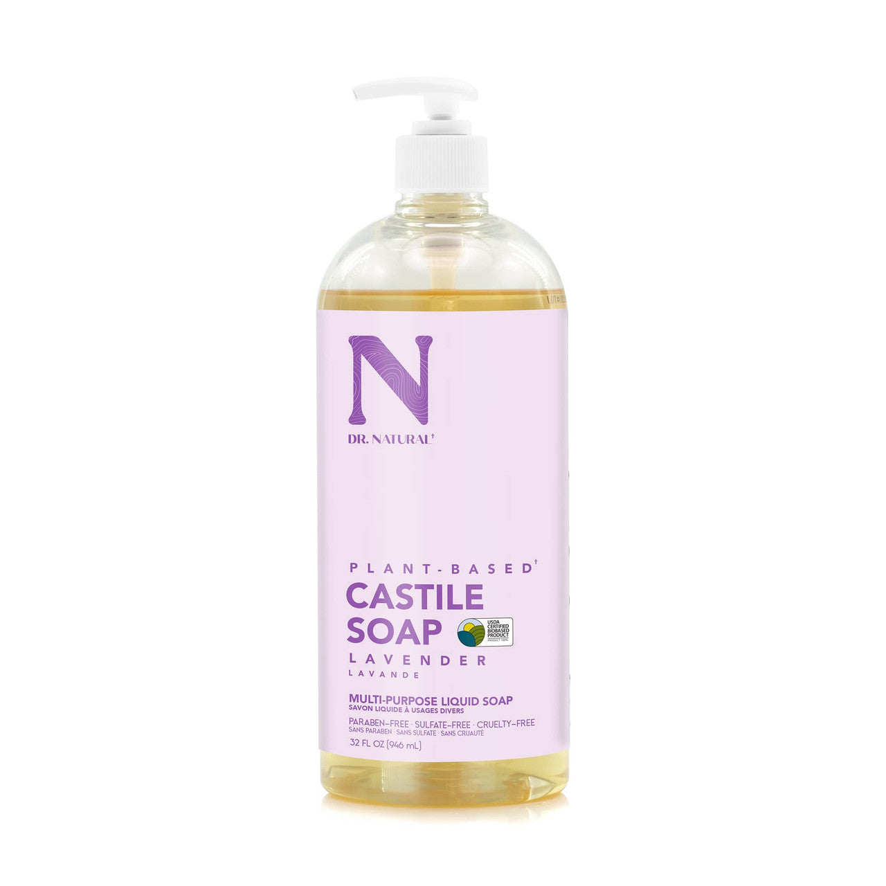 Dr. Natural Pure castile All Purpose Liquid Soap Lavender, 32 oz